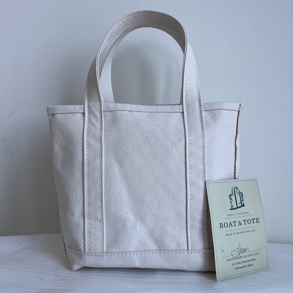 L.L.Bean Boat and Tote Open-Top Small Regular Handle Natural Tote Bag (NWOT)